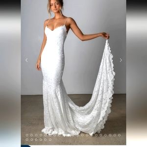 SOLD. White Lace Wedding Dress. Classic. Confident. Luxurious.